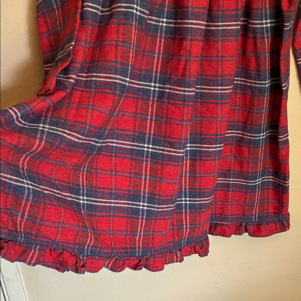 Hanna Andersson Girls Red & Blue Plaid Flannel Ruffle Dress Size 130 - Picture 3 of 6